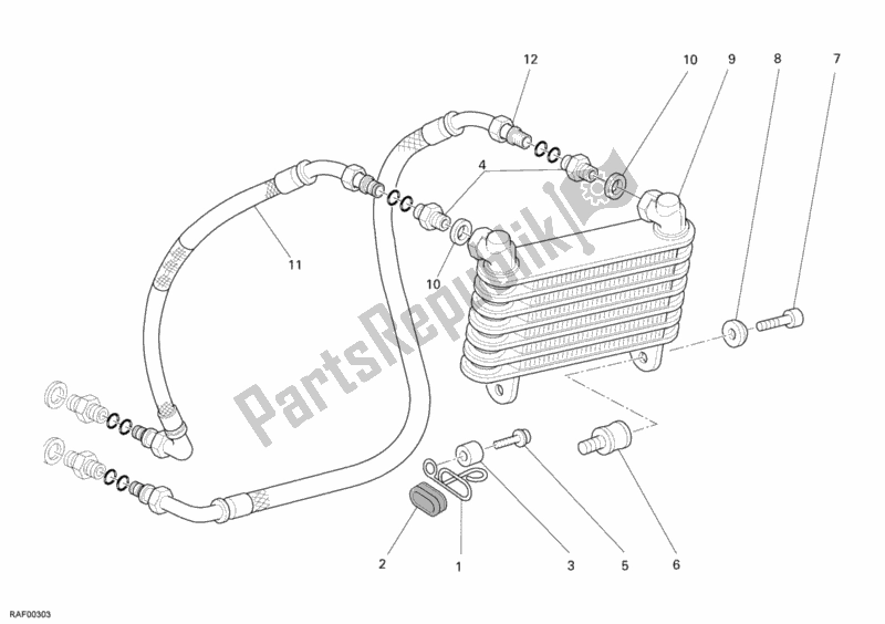All parts for the Oil Cooler of the Ducati Sportclassic Sport 1000 USA 2007